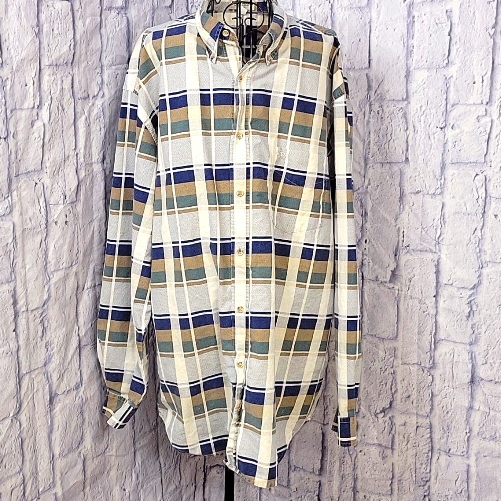 GUESS JEANS Men's Plaid Shirt Large